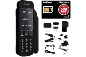 BlueCosmo Inmarsat IsatPhone 2.1 Satellite Phone Kit & 500 Unit Prepaid SIM (365 Days) - Global Coverage - Voice, SMS, GPS Tracking, Emergency SOS