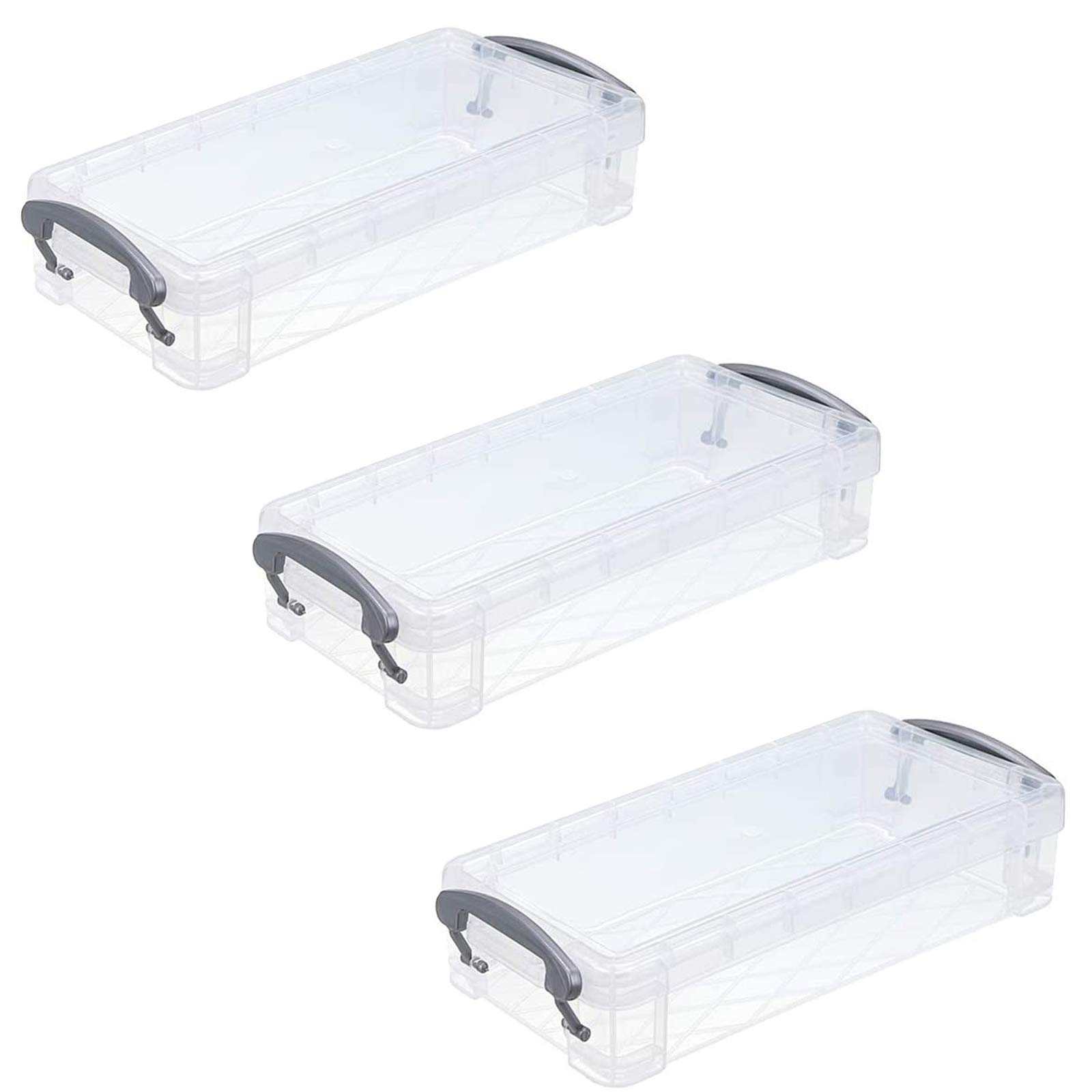 Eterspr 3PCS Translucent Pencil Box, Stackable Translucent Pencil Box, Plastic Pencil Box, for Students, Children, Schools, Office