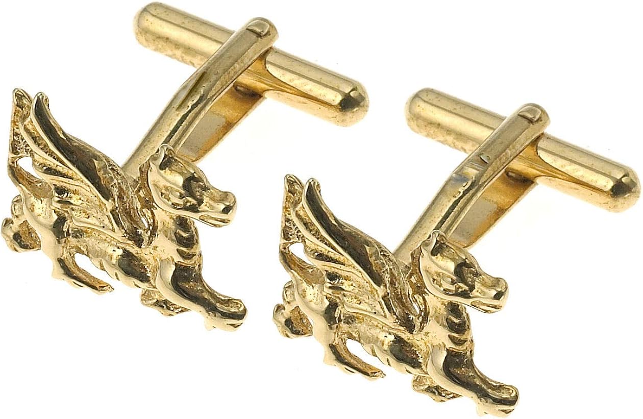 J R Jewellery Welsh Dragon Cufflinks Yellow Gold Hallmarked Handmade