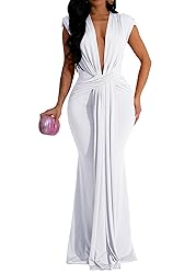 Memoriesea Women's Elegant Sleeveless Deep V Neck