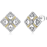 LWXIE Diamond Four Leaf Clover Stud Earrings for Women 925 Sterling Silver 4 Leaf Clover Earrings with Lab Grown Diamond Jewelry Gifts for Mom Wife Girlfriend Daughter Sister