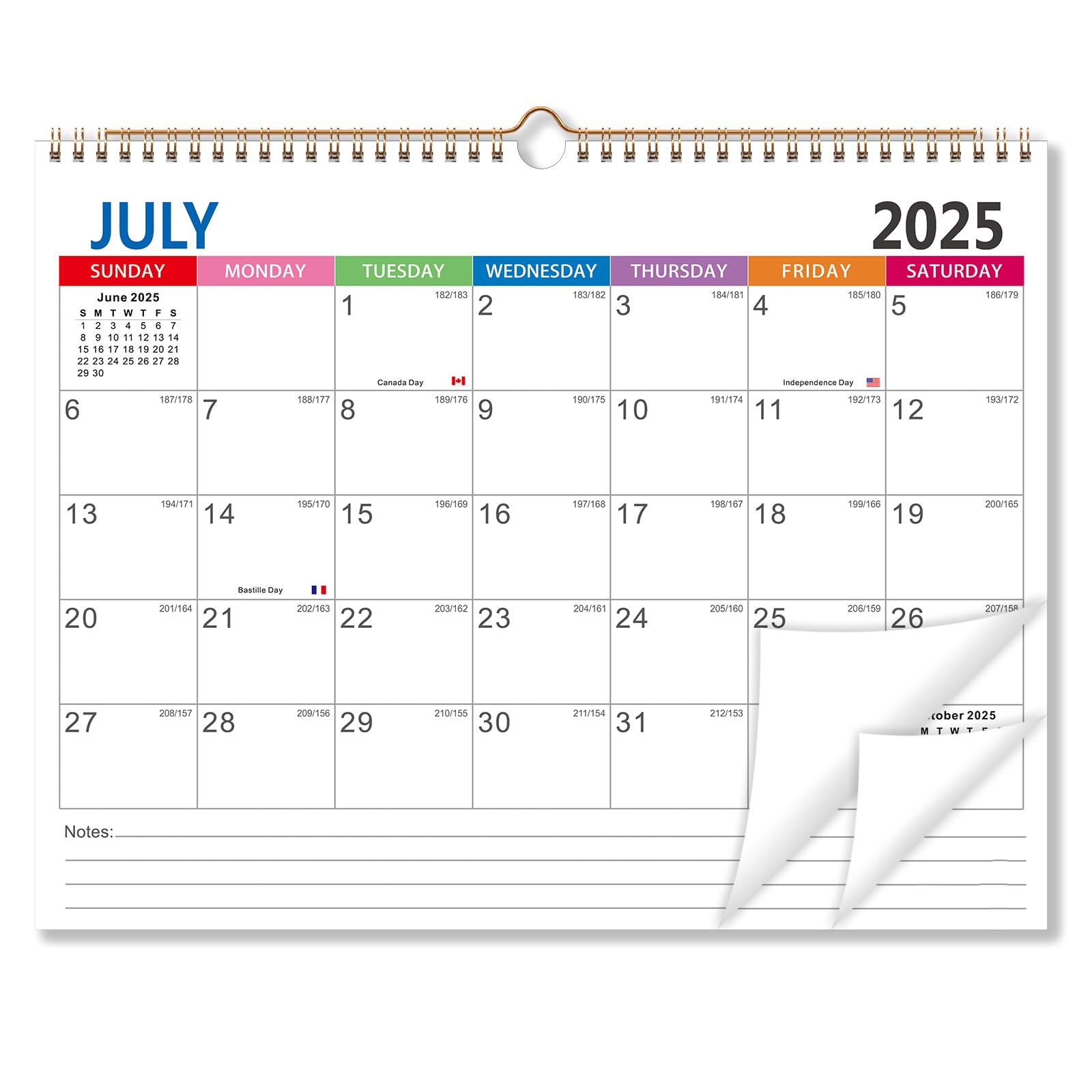 Photo 1 of Wall Calendar 2025-2026, 15 x 11.5 inches 18 Month Calendar July 2025-December 2026, Twin-Wire Binding with Hanging Hook and Julian Dates (Simplicity)