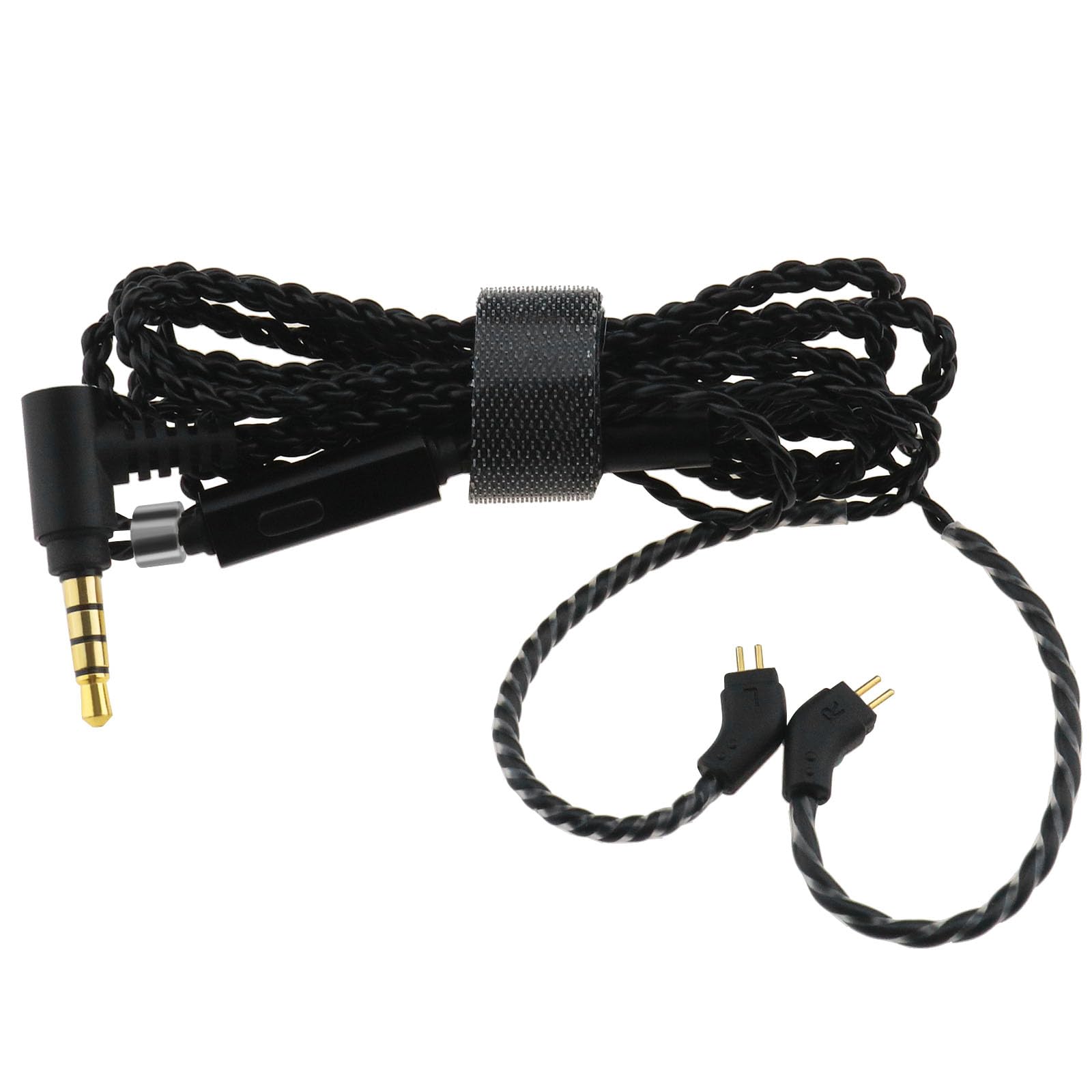 Detachable Dual PIN Silver-Plated Oxygen Free Copper OFC In Ear Earphone Cable With Microphone Gold Plated 3.5mm Plug 0.78mm 2-Pin Connector Earbuds Upgrade Cable 1.2M