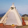 Three-Season Cotton Canvas Adult Camping Indian Tipi Pyramid Tent for 2 Person