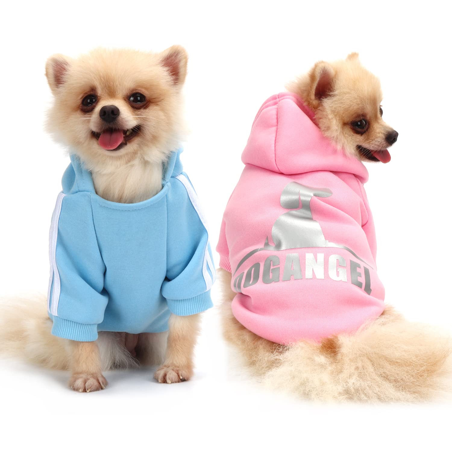 QiCheng&LYS Dog Hoodies Clothes, Chihuahua Jumper,Fashion Cute Warm Dog Clothes for Small Dogs(S, Pink/Blue)