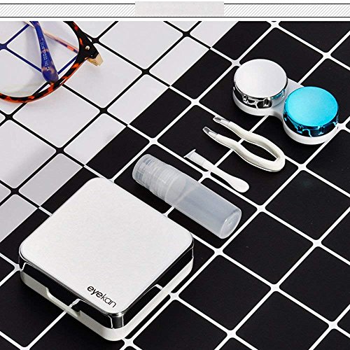 Qishi Mini Travel Simple Contact Lens Case Box Container Holder (Silvery)