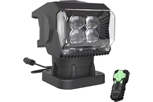 NOVCAPAR Remote Control 50W LED Magnetic Spotlight, 7500LM 360° Rotating Search Light, Waterproof 12V/24V Offroad Spot Beam f