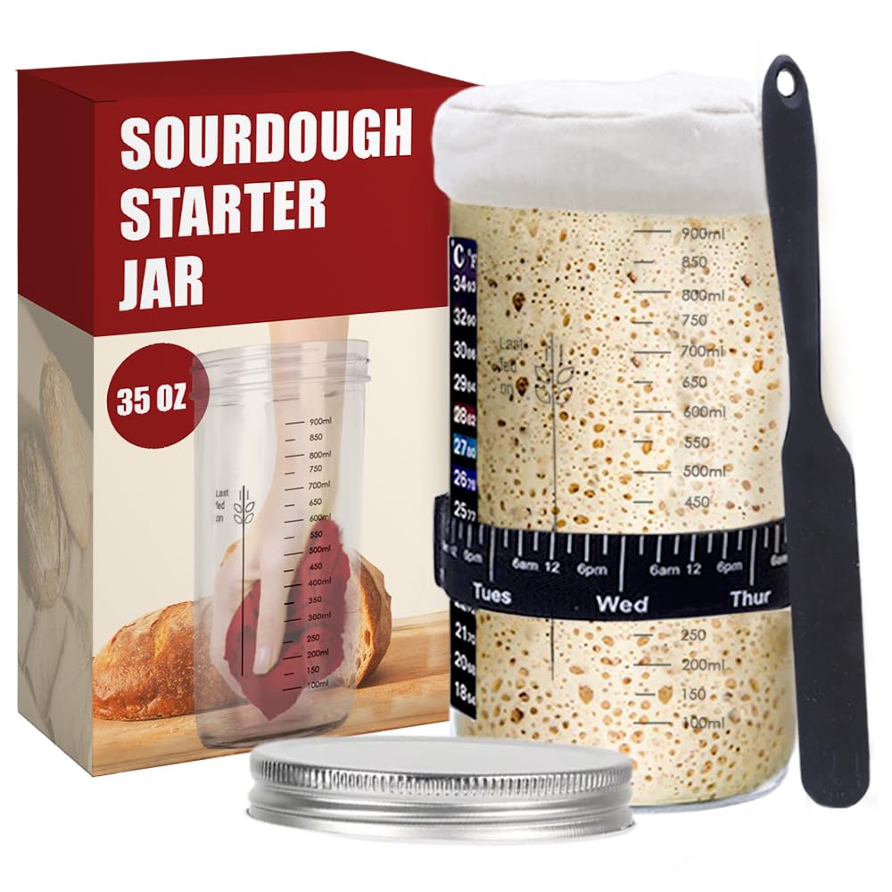 35 Oz 1000 Ml Wide Mouth Sourdough Starter Jar Glass Sourdough Bread 35 oz 1000 ml wide mouth sourdough starter jar glass sourdough bread