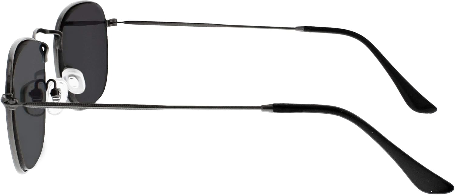 OPULIZE Sky Reading Sunglasses Thin Rimmed Classic Shape Metal Frame Scratch Resistant Tinted Lens UV400 Protection Lens Matt Gunmetal Black Tips Mens Womens S95-7 +3.50 - Image 4