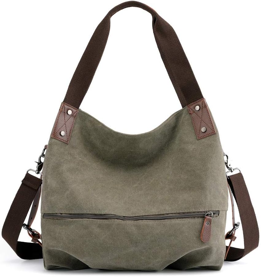 KIMODOWomen's Canvas Shoulder Bag Tote Bag Handbag Small Vintage Shopper Bucket Bag