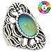 Mood Ring Handmade Zinc Alloy Antique Sterling Silver Plated Oval Shape Temperature Sensing Color Changing Stone Finger Big Rings for Women Fashion RS013