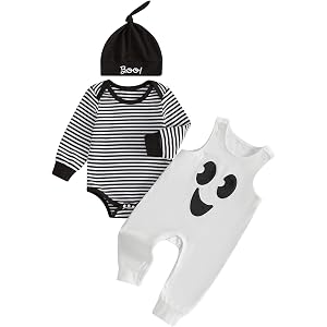Hnyenmcko Newborn Baby Boy Clothes Fall Striped Romper Overalls Pants Set | Infant Fall Winter 3Pcs Outfit Set, 0-18M, Mama's