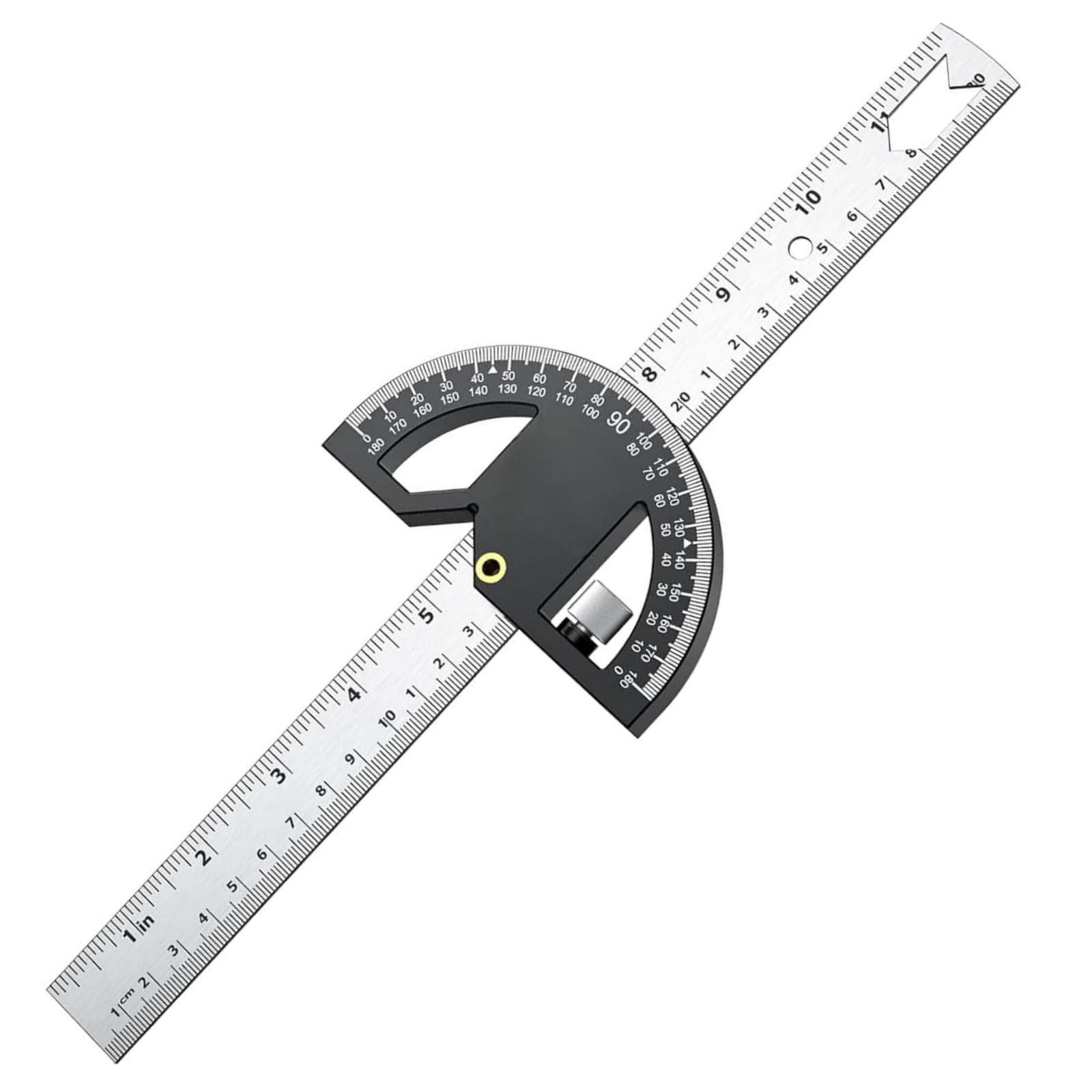 Antesen 12in Angle Gauge Measurement Woodworking Scribing Ruler Precision Multifunctional Protractor for Line Marking Circle