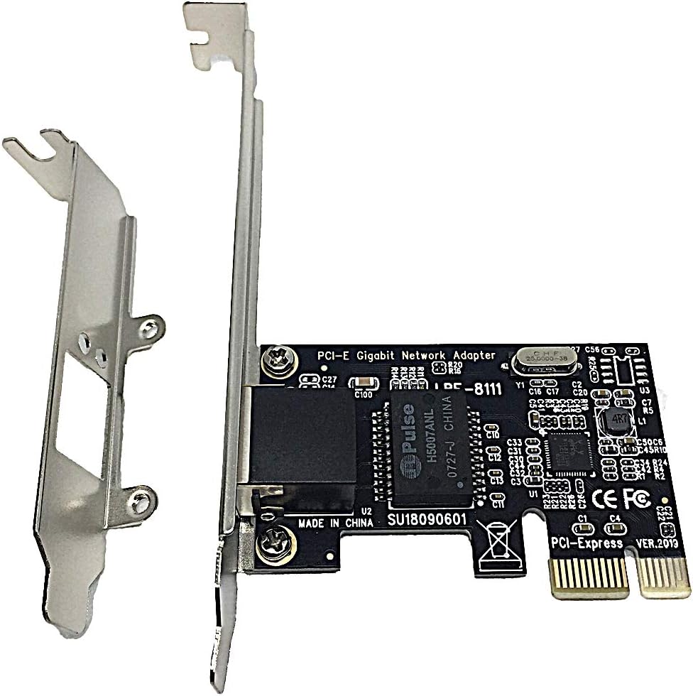 glotrends Glorends Gigabit Network Card (NIC) with RTL8111G Chip,PCIe X1 2.0 Interface for Desktop PC（8111G）