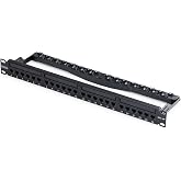 StarTech 24-Port 1U Cat6 UTP Feed-Through Patch Panel (C6PANELUTP241UFT) | Pre-installed RJ45 UTP inline couplers, Rackmount, No punch-down, Rear cable manager bar, Cat6/5e connectivity, Management