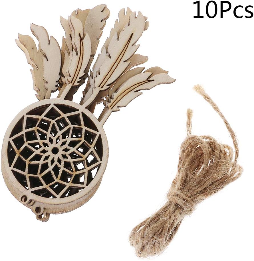 vlook001 10pcs Laser Engraving Wood chip Dreamcatcher Wood molding Craft Wedding Decoration