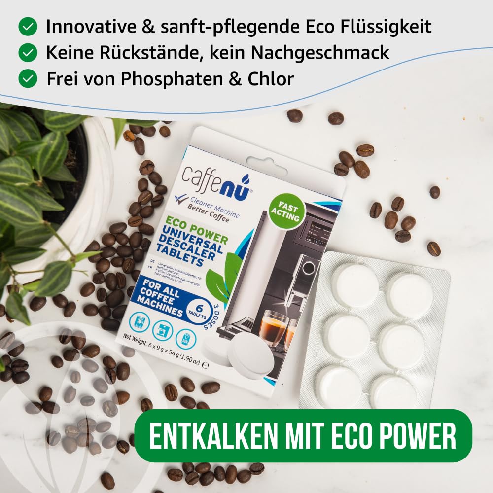 Caffenu Universal Entkalkungstabletten Kaffeevollautomat Kompatibel mit Bosch, Jura, Siemens & Melitta - 6x9g - Entkalker Kaffeemaschine für Heißeren Kaffee & Verlängerte Lebensdauer 4