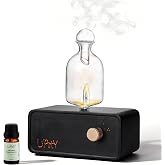 Glass Waterless Essential Oil Diffuser Upgraded, Nebulizing diffusers | Rechargeable, Glass Style, 4 Timers, 700 Sq Ft. Coverage, Essential Oil Sentiment Diffuser For Home and Hotel (Black)