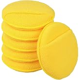 FONAROLL Microfiber Wax Applicator Pads, Car Wax Applicator with Finger Pocket, Buffing &amp; Detail Polishing Foam Pads for Car Cleaning and Fine Polishing (5 inch, 6 Pack) (Yellow)