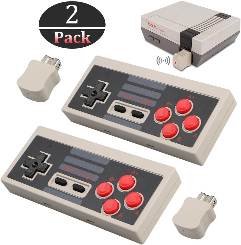 Wireless Game Controller for NES Classic Edition, NiceCo 2.4G No-Wired Gamepad Joypad with Receiver for NES Classic Gaming System Console (Black): Computers & Accessories