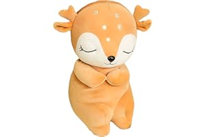 WUZHOU Cute Deer Plush Toys, Soft Reindeer Pillow Toys, Elk Deer Figurine Dolls, Stuffed Animals Plushie Decor, Christmas Birthday Gifts for Kids Girls Boys (Sitting,11.8in)