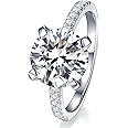 IMOLOVE Solitaire Moissanite Engagement Ring, 1CT D Color VVS1 Clarity, 925 Sterling Silver with 18K White Gold Plated, Ideal Gift for Women