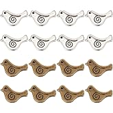 GOMAKERER 80 Pcs Alloy Bird Beads, 2 Colors Animal Beads Metal Loose Spacer Bead Vintage Bird Beads for Jewelry Making Bracelets Necklace DIY Craft Supplies