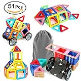 Magnetic Building Blocks, KAMOTA Clear Color 51 Piece Magnet Tiles Set Toy - STEM learning - Educational Construction Engineering, Staking Building Play for Kids - Best Creative DIY Toy Gift