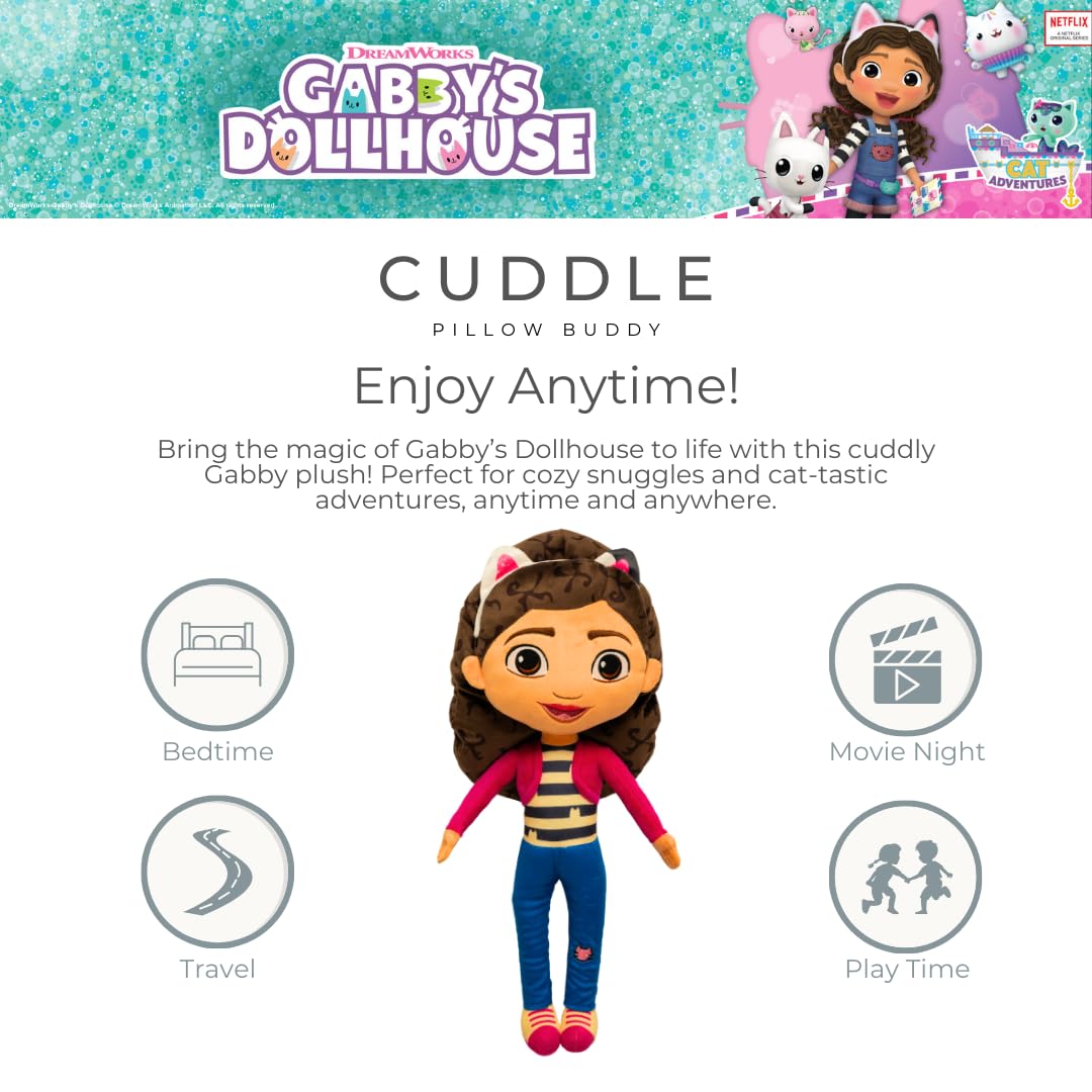 Franco DreamWorks Gabby's Dollhouse Kids Bedding Super Soft Plush Decorative Throw Cuddle Pillow, (Officially Licensed Product)
