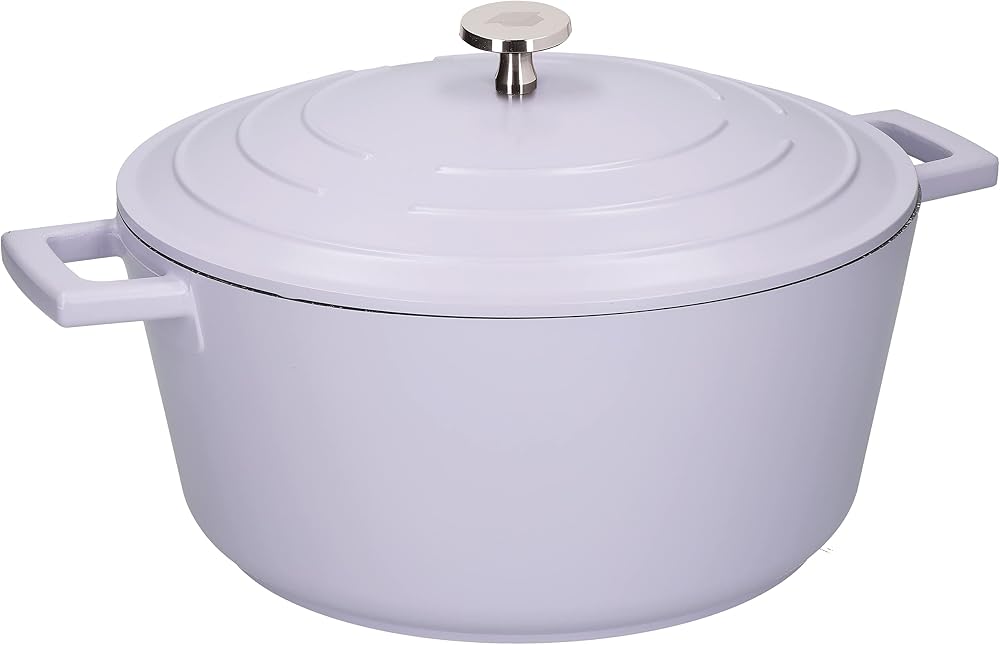 MasterClass Large Casserole Dish with Lid Lavender 5 Litre 28 cm Induction