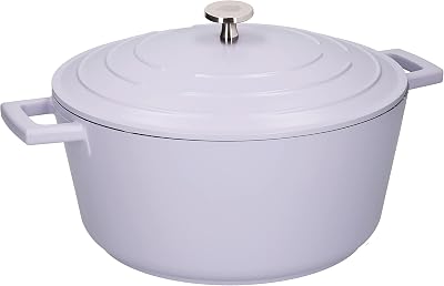 MasterClass Large Casserole Dish with Lid Lavender 5 Litre 28 cm Induction