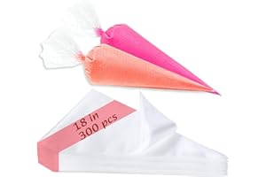 18 Inch Piping Bags, 300pcs Disposable Decorating Pastry Bags, Large Thickened Plastic Anti-Burst Non-Slip Icing Bags for Coo