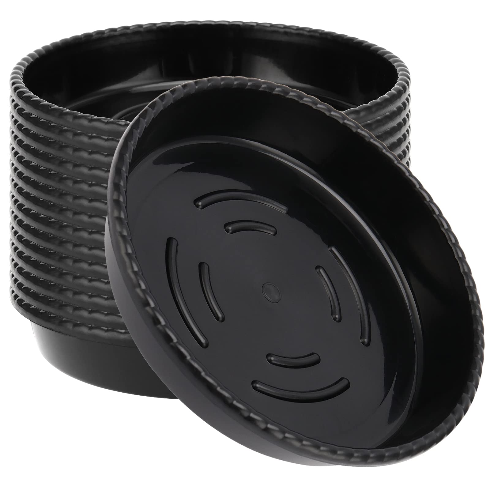 PINGEUI 15 Pack Black Plant Saucers, 25cm Plastic Flower Pot Drip Tray, Round Plants Garden Saucers for Indoor and Outdoor Plant Pots