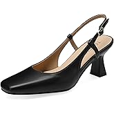 TEAIEUI Women’s Slingback Heels Pumps Closed Toe 2.5 Inch Low Kitten Heel Dress Shoes with Adjustable Ankle Strap for Work Office Wedding Evening