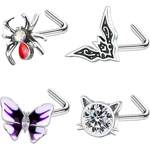 Amazon.com: Yheakne Boho Crystal Moon Nose Ring Silver Crescent Cz