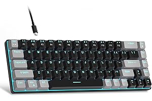 MageGee Portable 60% Mechanical Gaming Keyboard, MK-Box LED Backlit Compact 68 Keys Mini Wired Office Keyboard with Red Switc