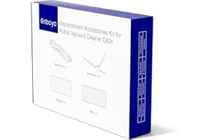 ENBOYA Robotic Vacuum Replacement Kit for D60+ Series, 2 Roller Brushes, 6 Side Brushes, 3 Sponges, 3 Filters