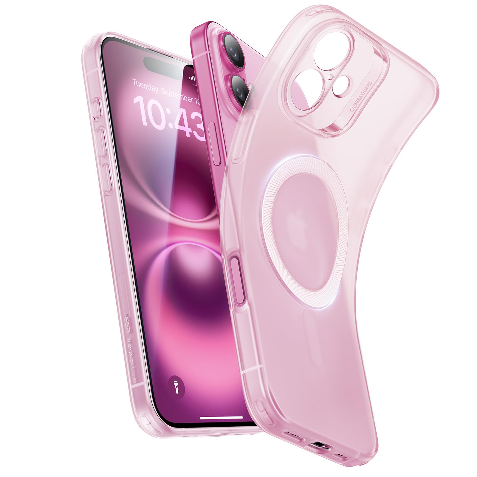 Photo 1 of **IPHONE 17**ESR for iPhone 16 Plus Case, Compatible with MagSafe, Camera Protection, Shockproof Thin Cover, Resists Yellowing and Scratches, Magnetic Phone Case for iPhone 16 Plus, Zero Series, Frosted Pink