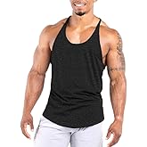 Agilelin Men's Workout Stringer Tank Tops Athletic Quick Dry Y-Back Tops Bodybuilding Muscle Shirts for Gym（1 Or 3 Pack）
