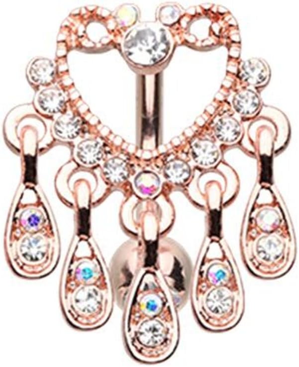 Rose Gold Elegant Chandelier Drop Top Down Reverse WildKlass Belly Button Ring