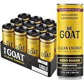 BeGOAT Clean Energy | Huckleberry Lemonade Zero Sugar | 6 Ingredients, Plant-Based, Zero Sugar, Non-GMO, Vegan | 200mg Natural Caffeine | 12 fl oz Cans (Pack of 12)