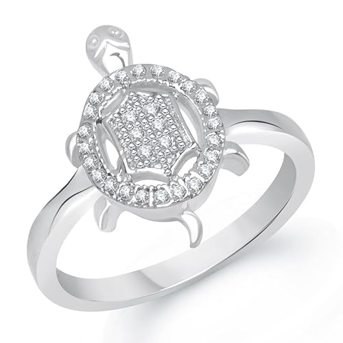 VK Jewels Decent Tortoise Rhodium Plated Ring- FR1406R [VKFR1406R]