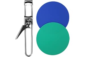 Liebedich Jar Openers for Seniors, 2 Pcs Non Slip Rubber Jar Opener Gripper Pad, Adjustable Can Opener Manual, Stainless Steel Jar Lid Opener and Bottle Opener Tool(Green/Blue)