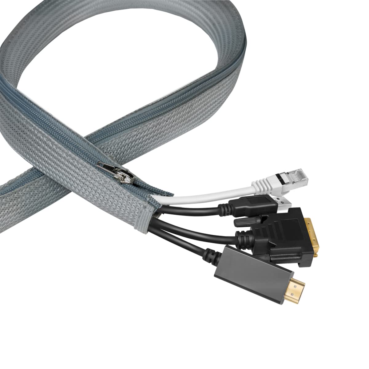 LogiLink KAB0071 Cable Tube with Zip to Protect the Cables and for a Tidy Look, Diameter 20 mm, 1 m, Grey