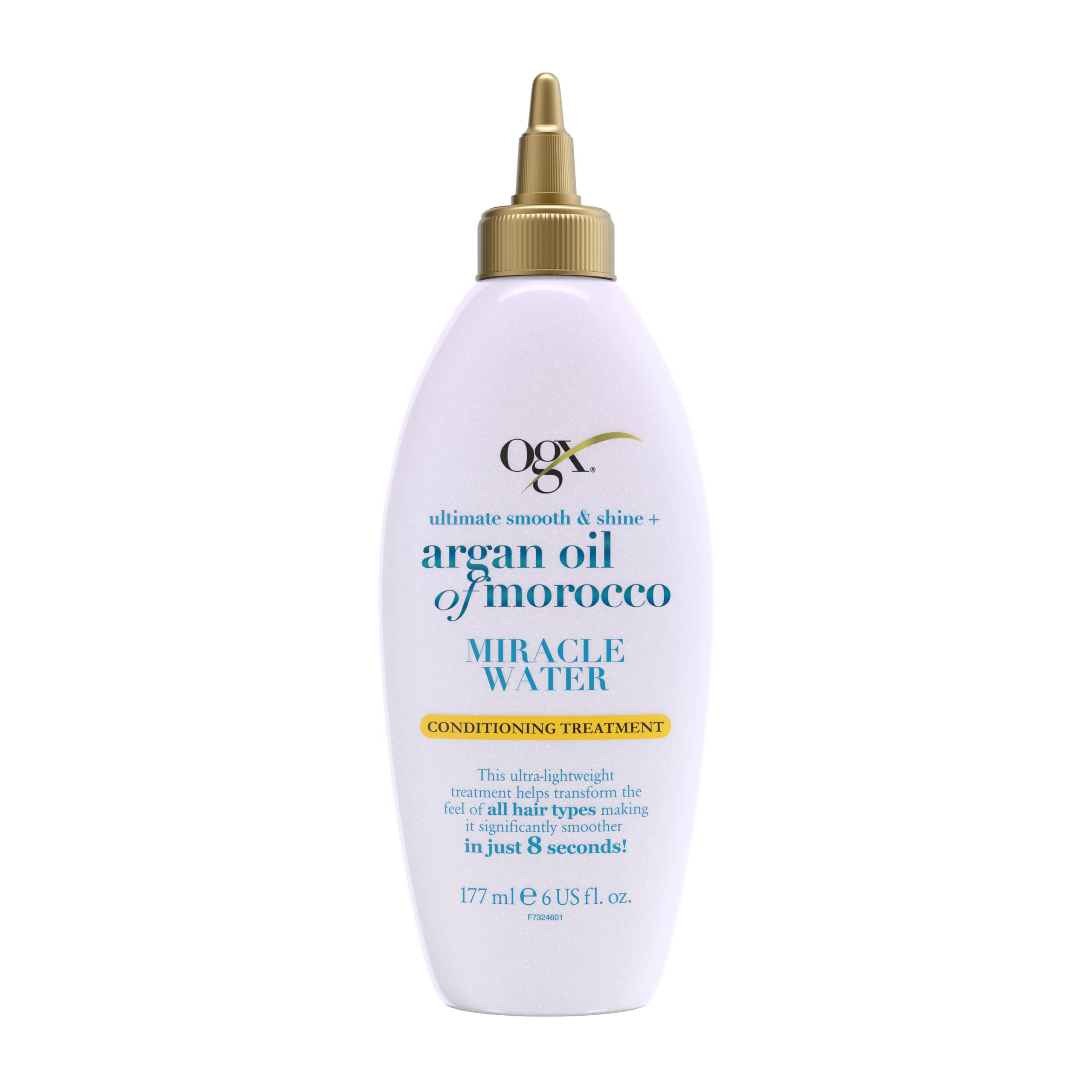 OGX Ultimate Smooth & Shine with Argan Oil of Morocco Miracle Water Conditioning Treatment, with Vitamin B5, Makes Hair Smoother in Just 8 Seconds, 177ml