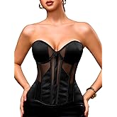 ChiaoLezhee Women's Classic & Elegant Satin Corsets, Adjustable Lace-Up Fit Sizes 2-20, Underwire Padded Boned Corset Top