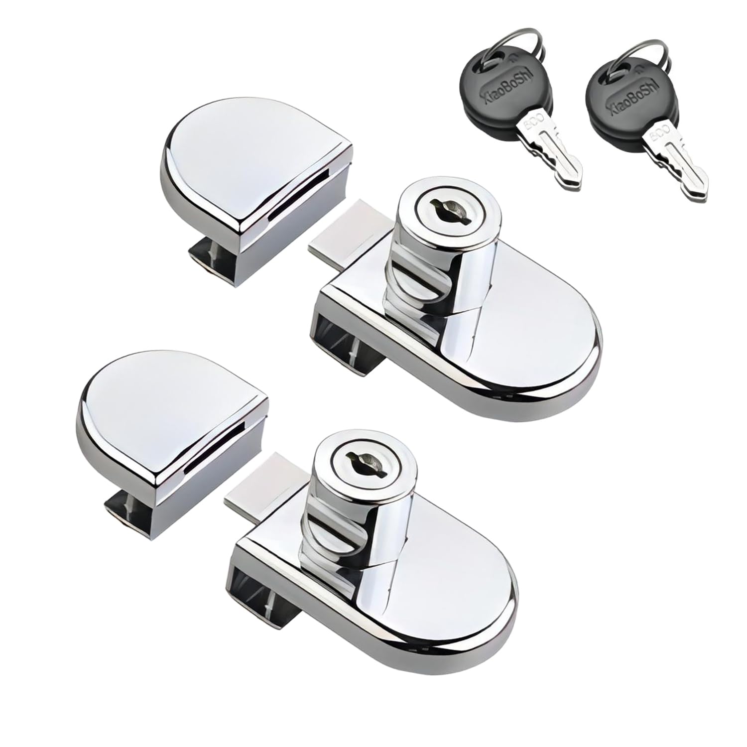 Qrity 2 PCS Glass Cabinet Lock, No Drill, for Glass Thickness 5-8mm / 0.2'' - 0.31'' Showcase Mall Display Wine Cabinet Jewelry Door