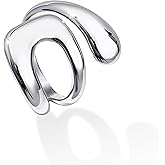 Gelbesty Waterproof Gold Statement Rings for Women, 14K Gold Chunky Open Stackable Rings Non Tarnish Fashion Adjustable Stainless Steel Pinky Knuckle Signet Vintage Ring Jewelry Size 5-11