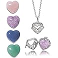 Raicegs Heart Shaped Crystals and Healing Stones 7 Chakra Crystal Necklace 0.8 inch Heart Gemstones Natural Stones Necklaces for Women Spiritual Gift for Women Teen