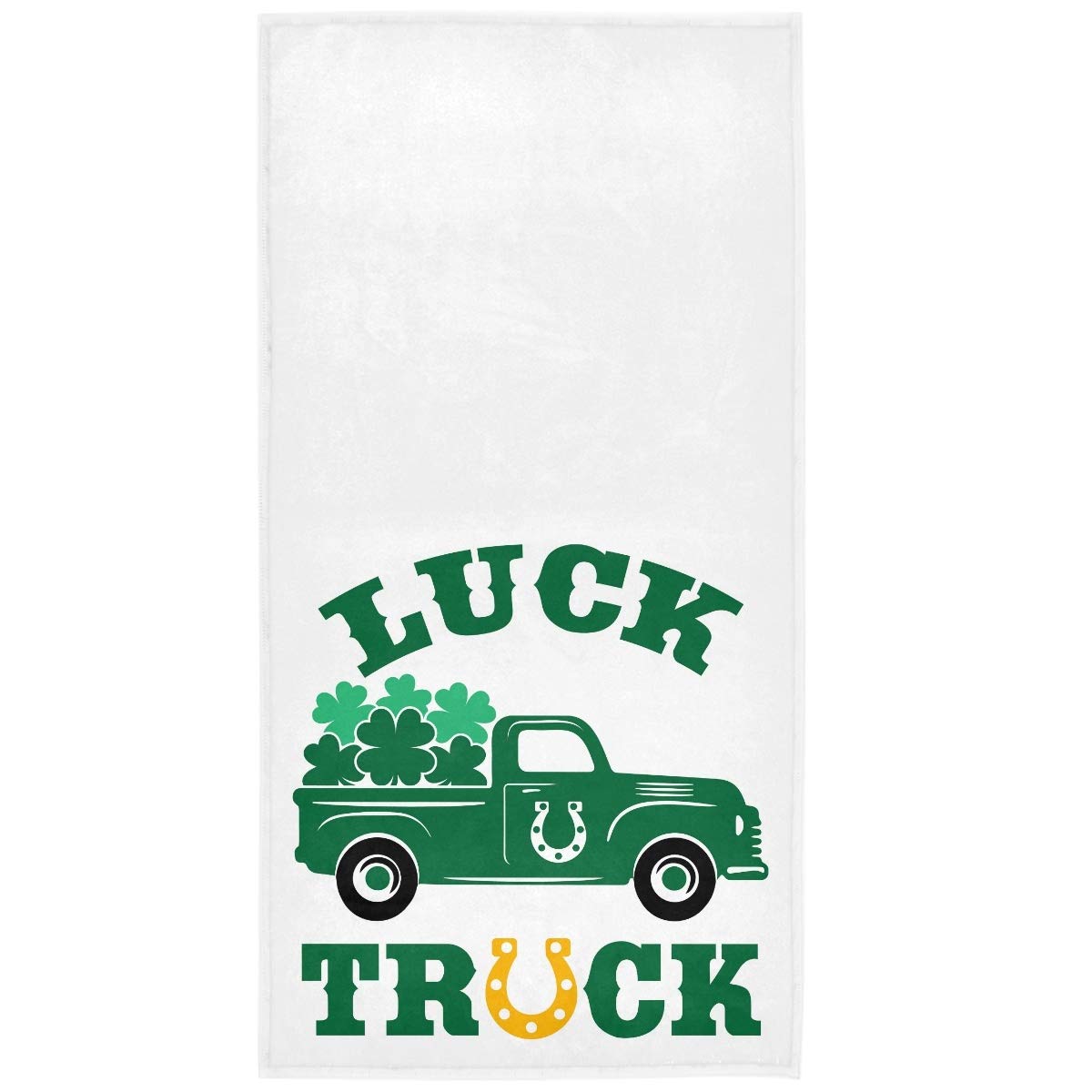 Clover Truck Hand Towels 16x30 in Green Shamrock